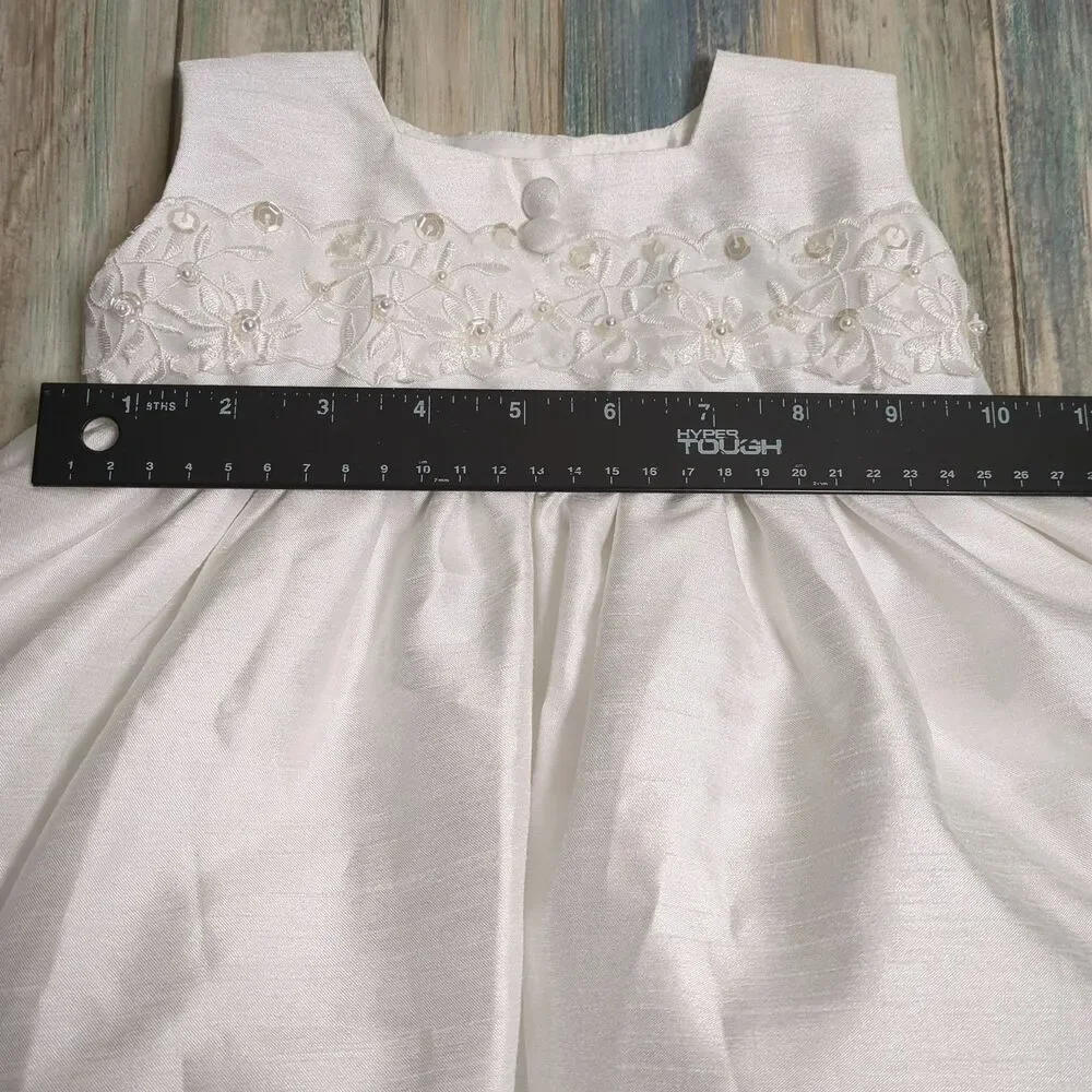 Lito Girls White Formal Dress Size Small Lace Sequin Pearl Communion